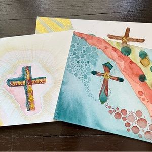 Set of 3 hand painted watercolor cards